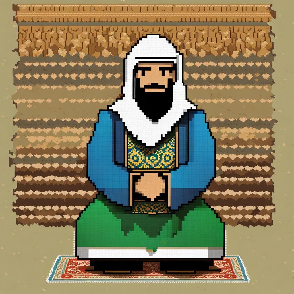 8-Bit Pixel Art of a Muslim Figure