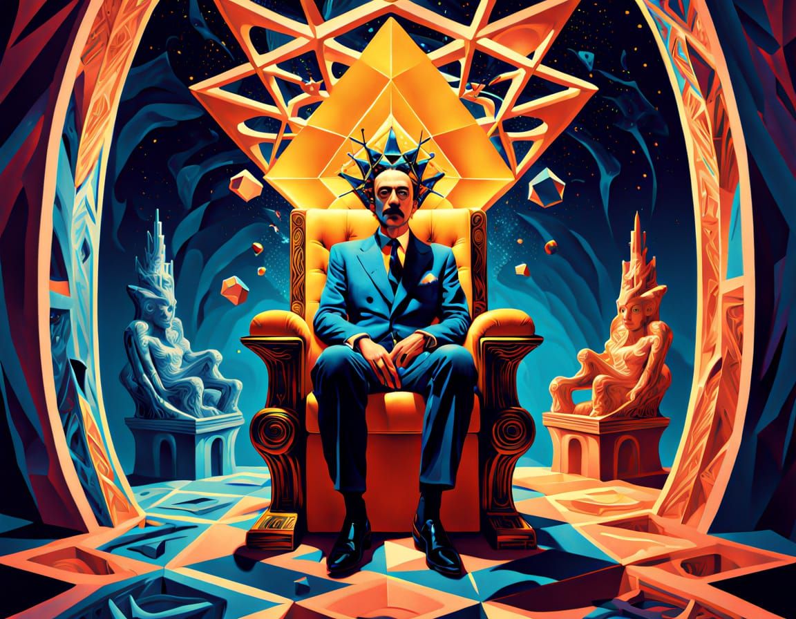 Surrealistic Masterpiece: A Throne of Hypercubes in Vibrant ...