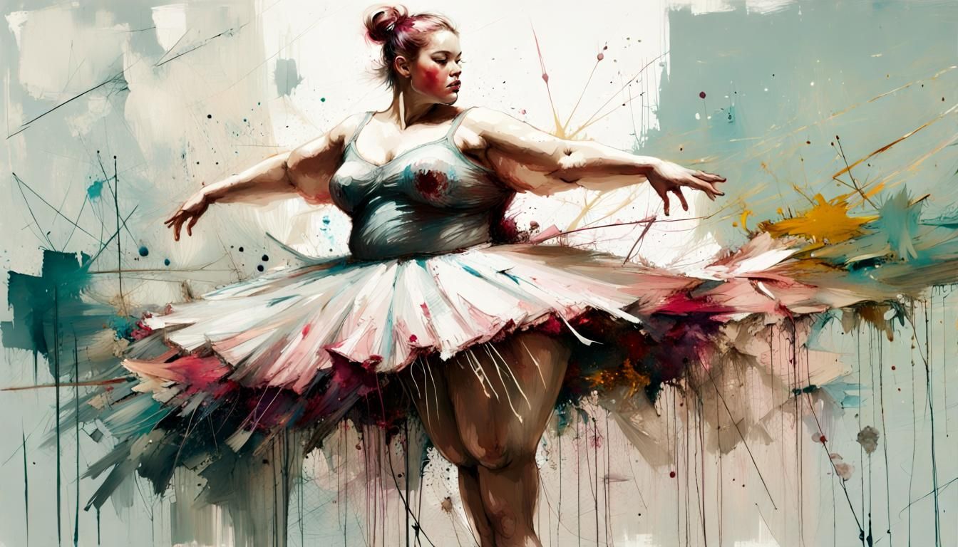 Obese Ballerina in Textured Speedpaint Style
