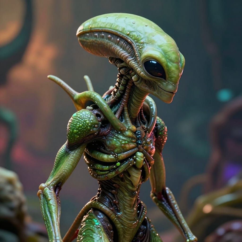 Alien Organism Scientific Photograph in Splash Art Style