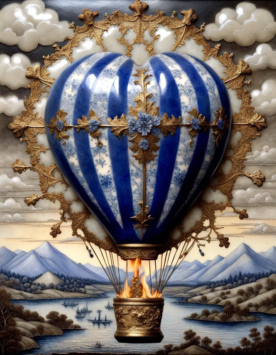 Surreal Bone Fingers Bursting Heart Balloon