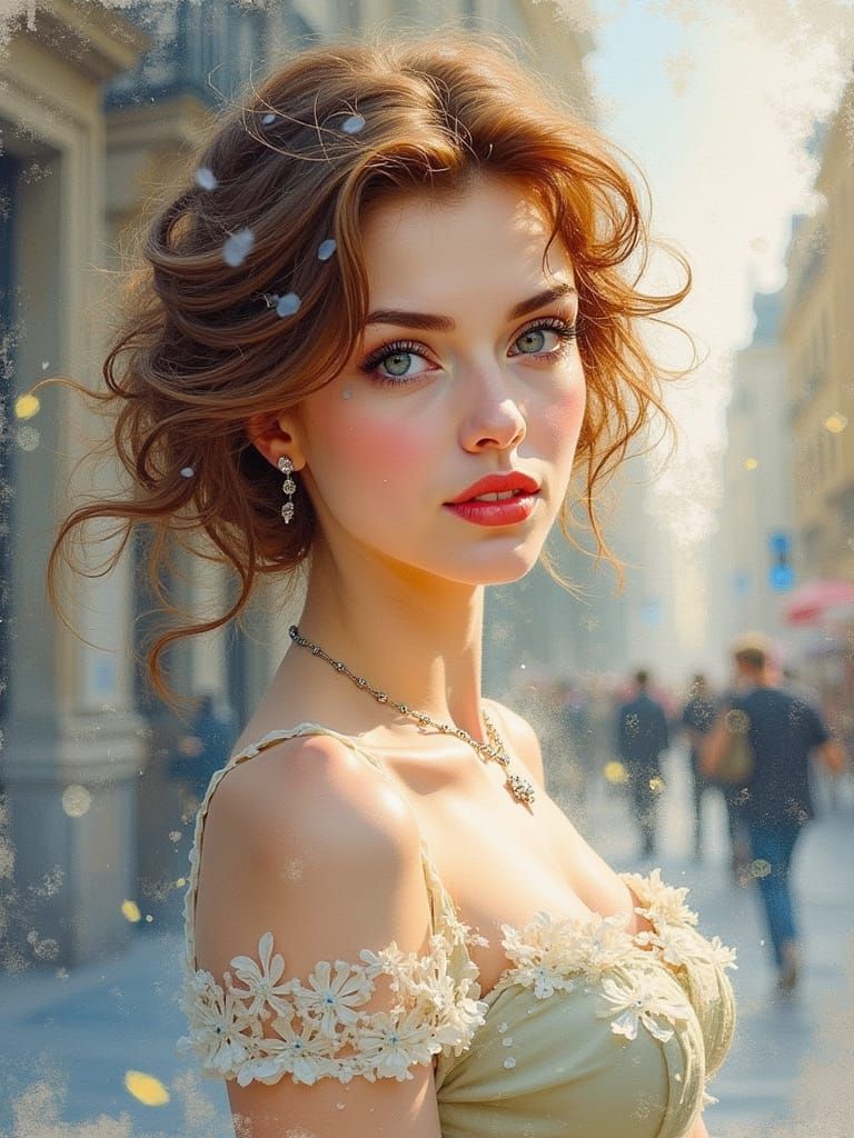 Tasmanian Woman in Paris: Romantic Era Painting