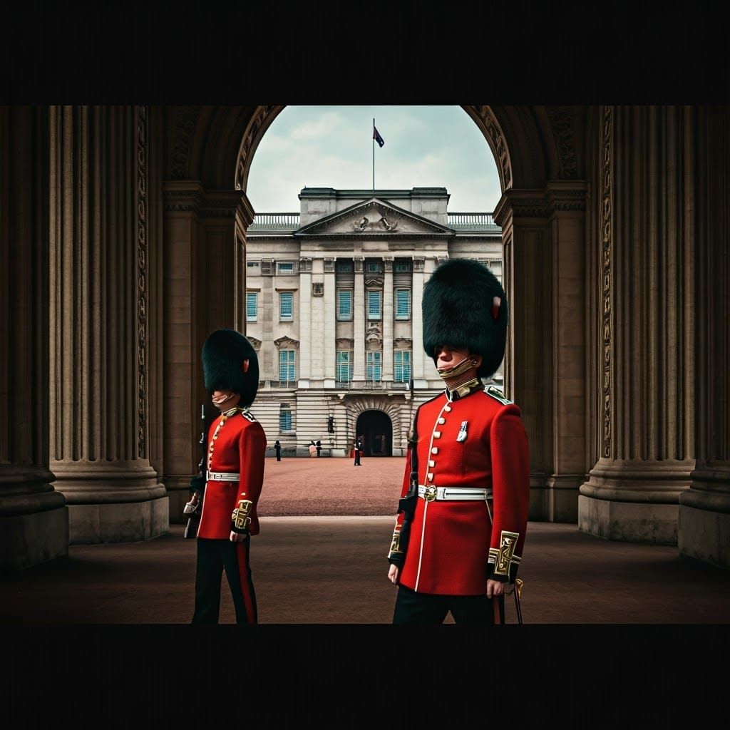 Buckingham Palace Guard Change: Cinematic Film Still
