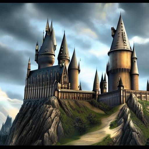 Detailed Matte Painting of Hogwarts in 8k