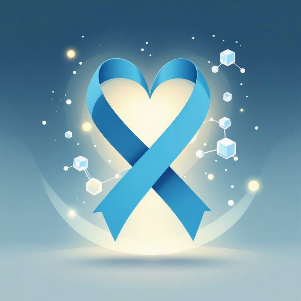 World Diabetes Day Blue Heart Ribbon with Sugar Molecule