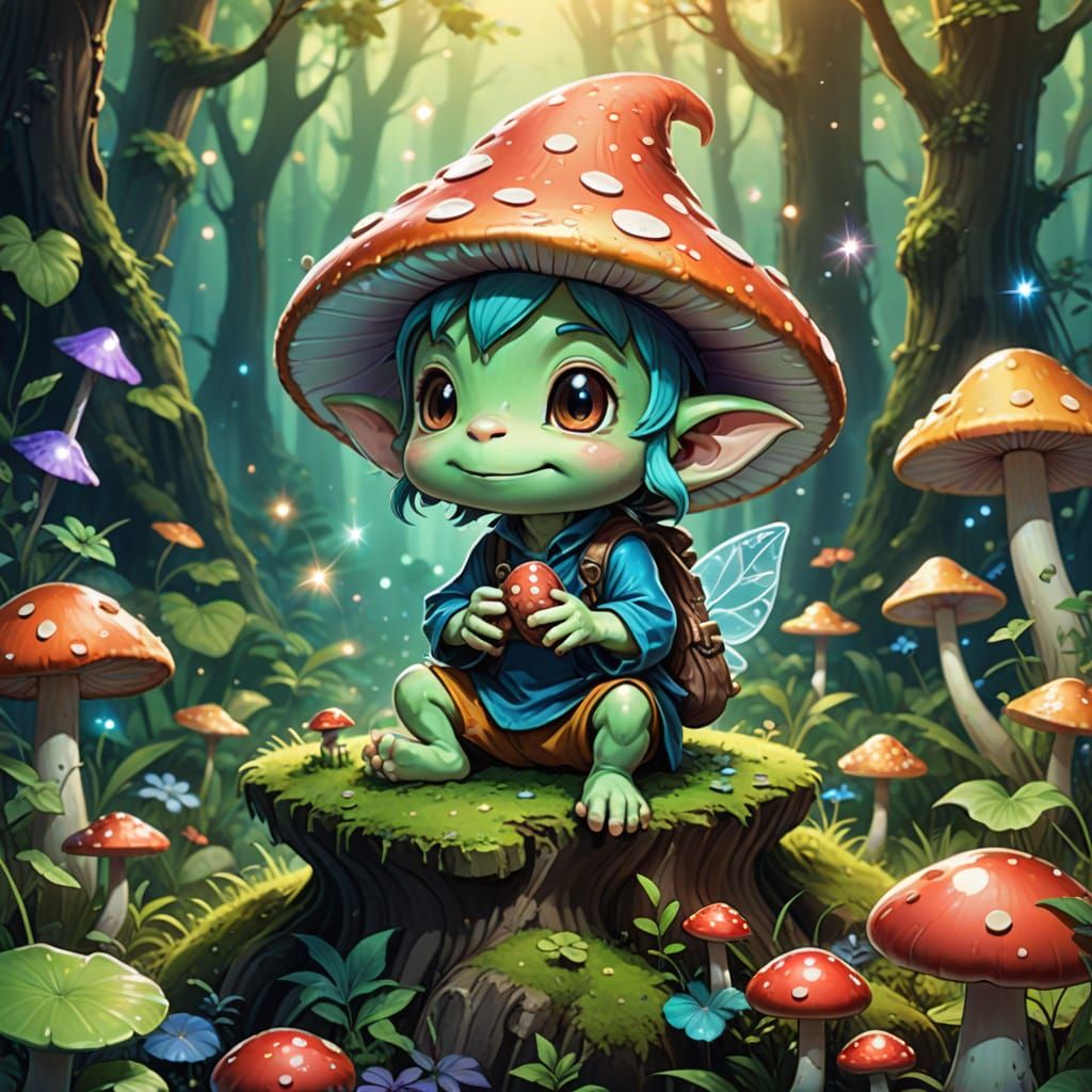 Whimsical Fairy Goblin in a Lush Forest