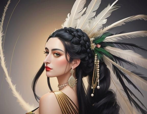 Voluminous Updo: A Surreal Portrait in Oil