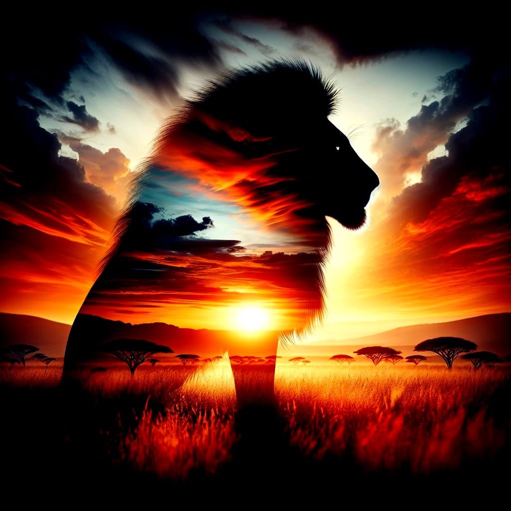 Regal Serengeti Sunset in Photorealistic Style
