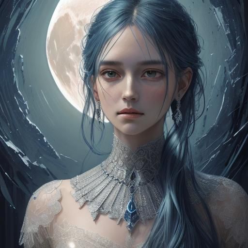 Moonlit Portrait in Oil with Palette Knife Textures