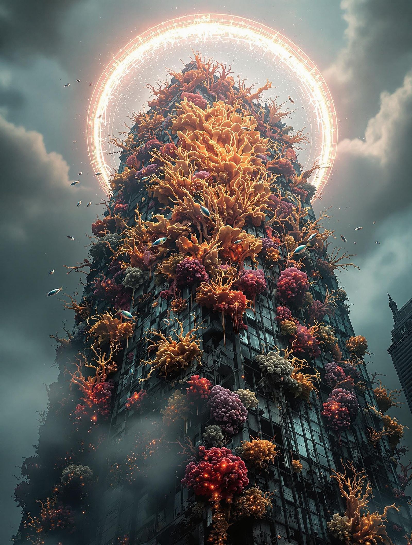 Coral Skyscraper in Hyperreal Digital Art Style