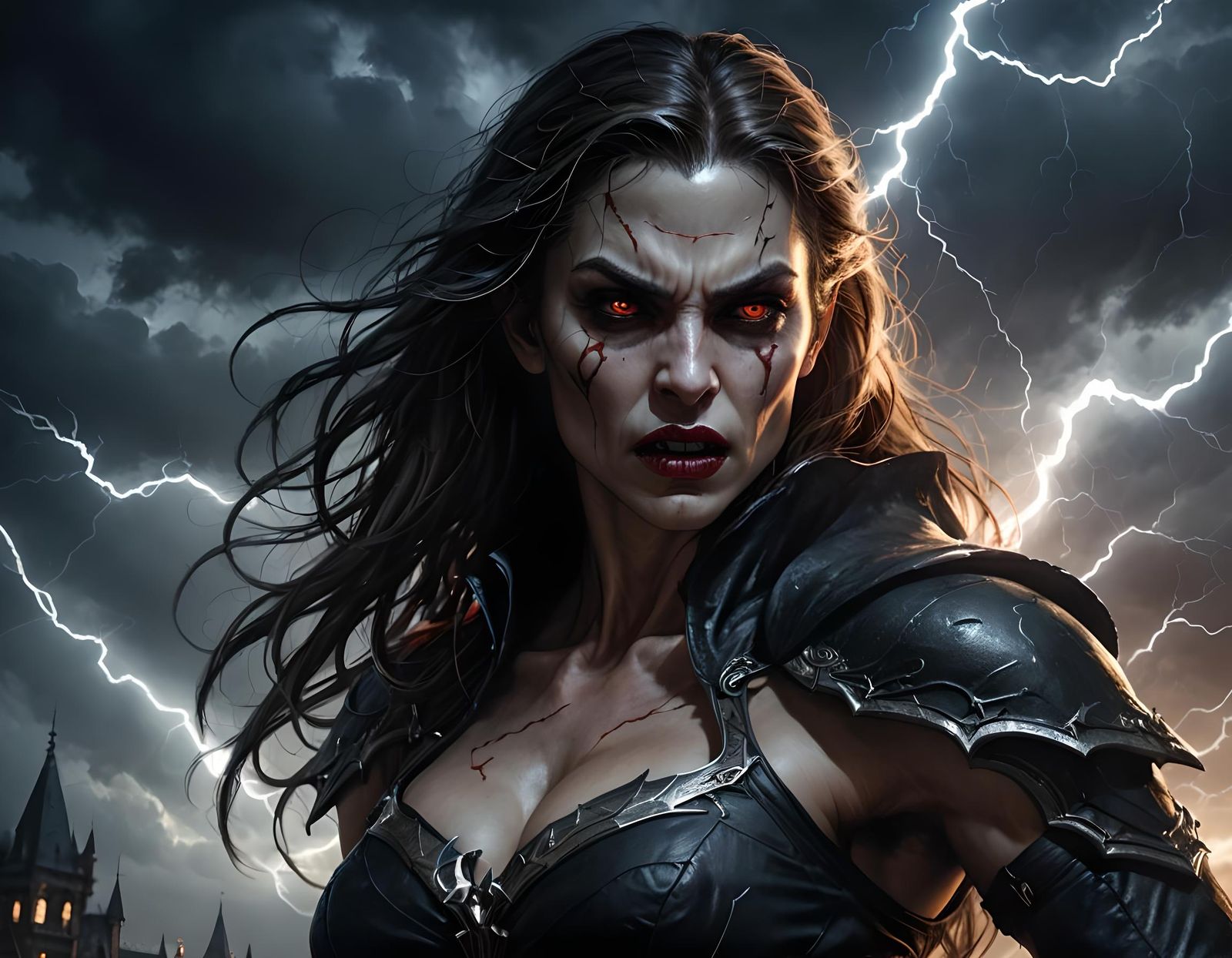 Muscular Vampire in Action Pose, Horror Art