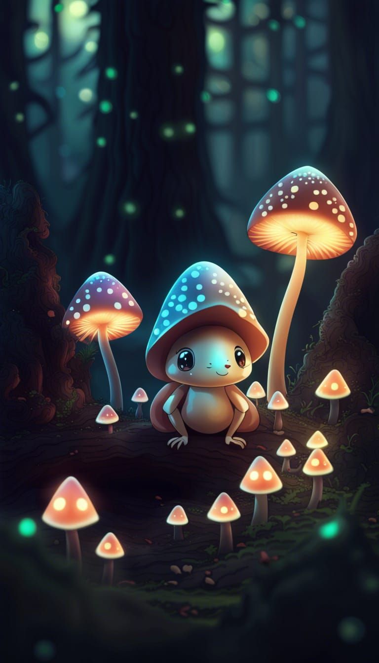 Cute Mystical Creature in Ghibli Forest