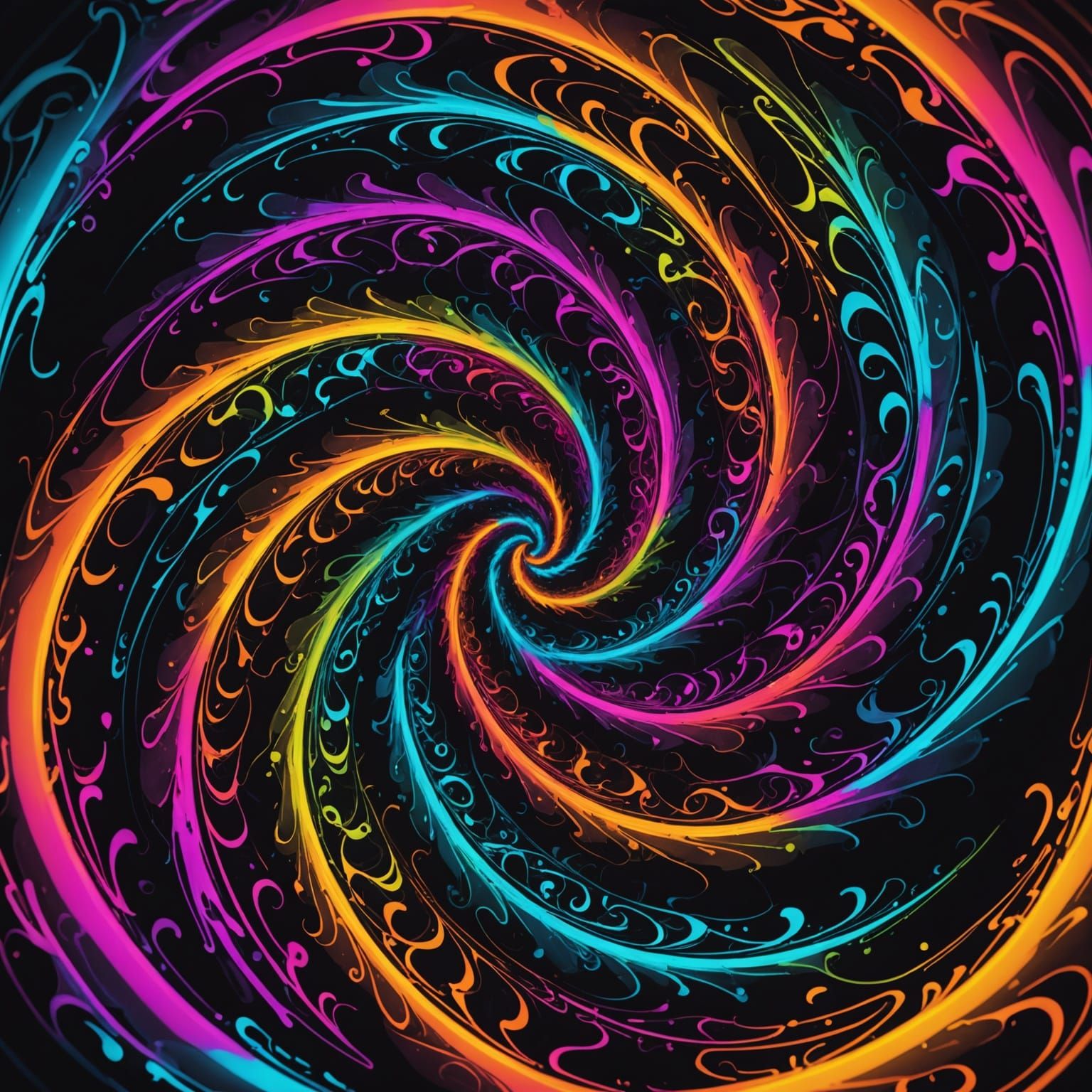 Mysterious Neon Abstract with Hidden Shapes