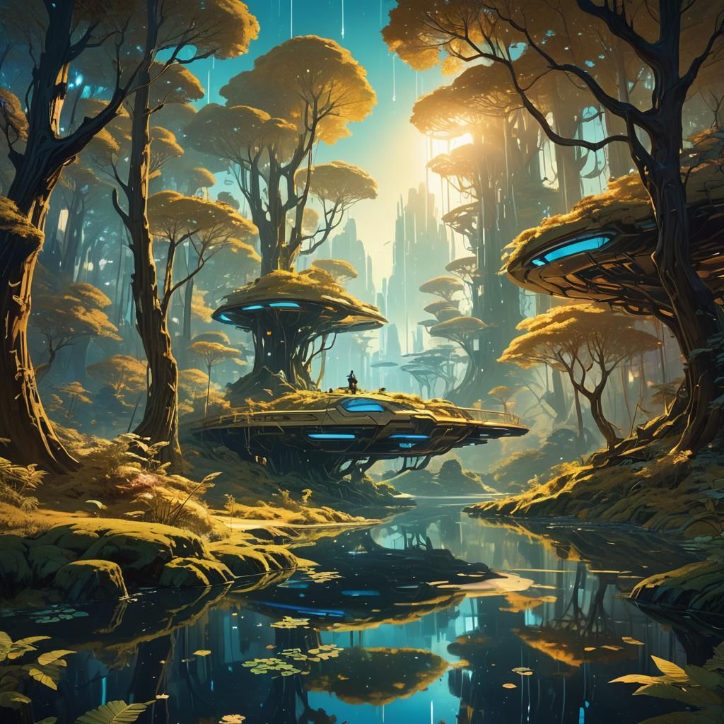 Dreamlike Fantasy Scenery in Digital Matte Painting Style