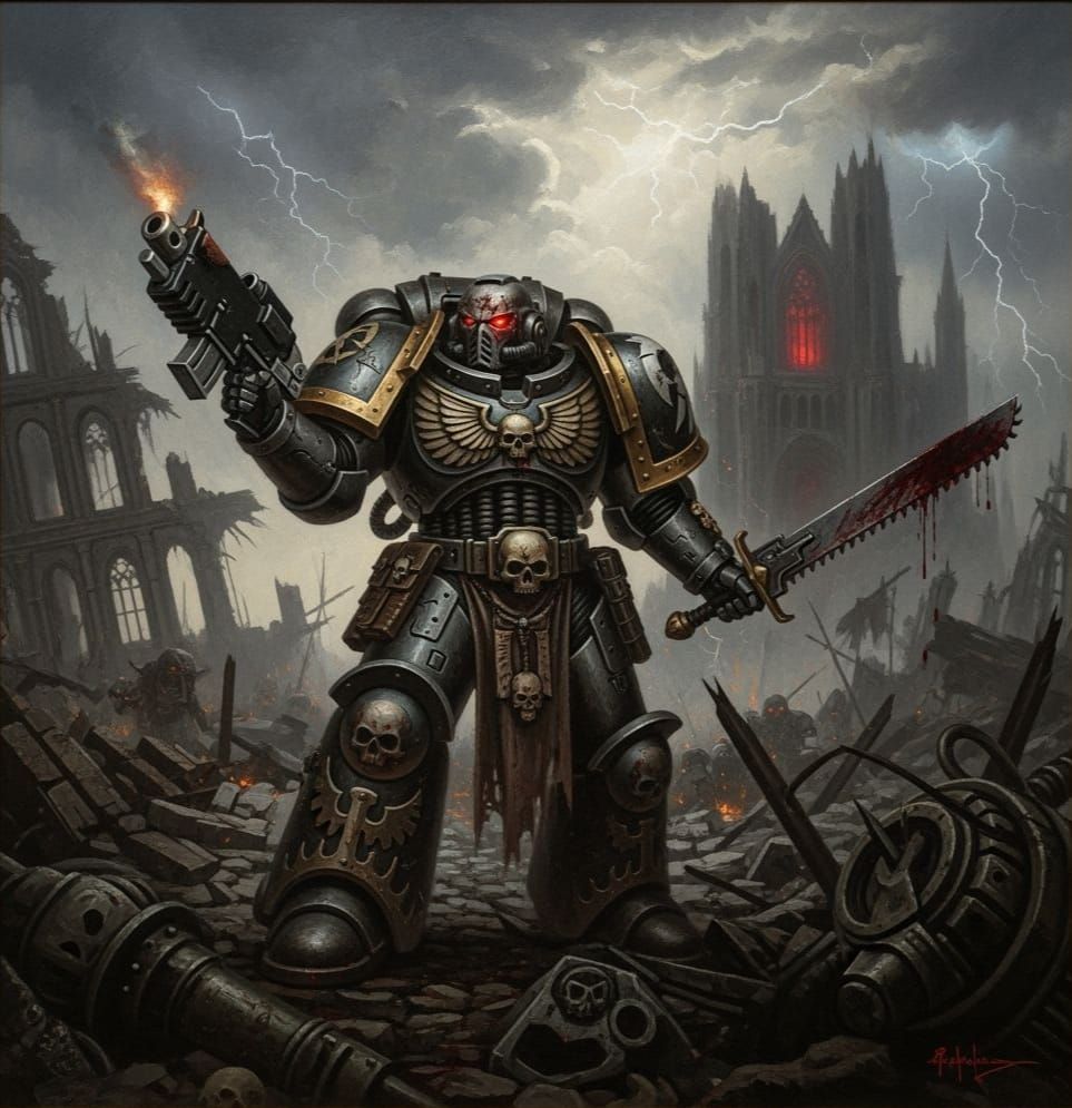 Grimdark Scene in Historical Illustration Style