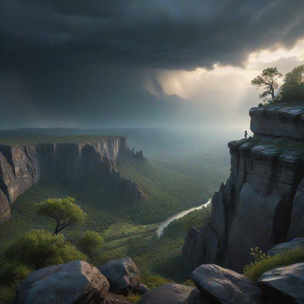 Stormy Landscape with Lone Figure
