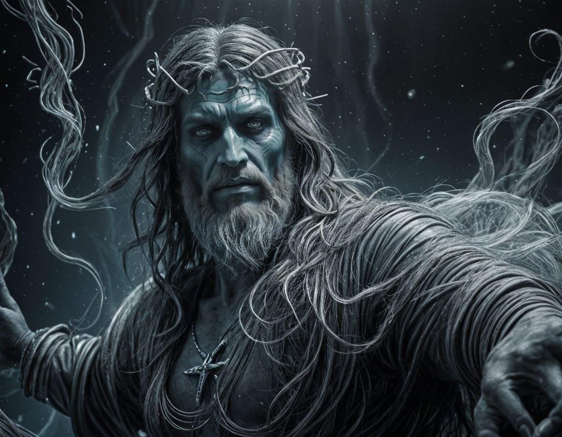 Deep Sea Christ Djinn in a Mythical Ocean
