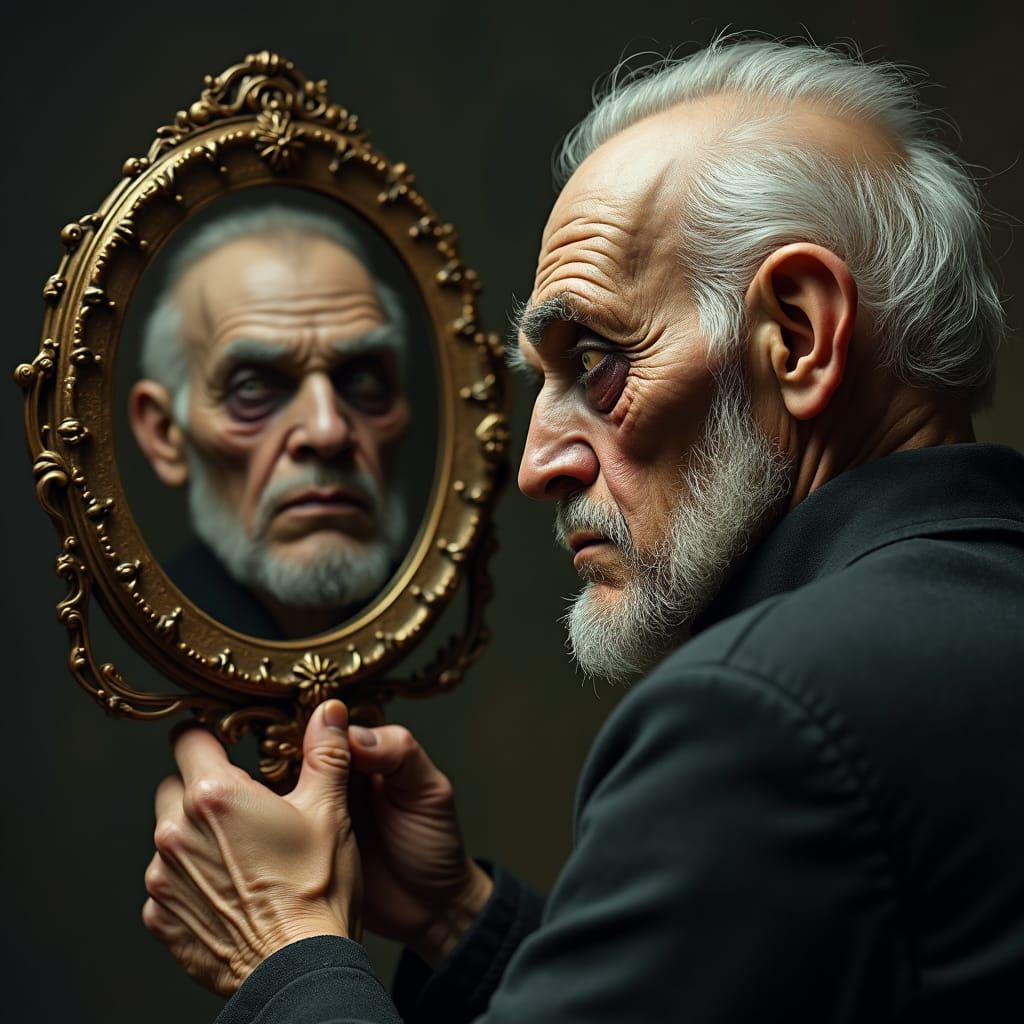 Grotesque Old Man and Victorian Mirror