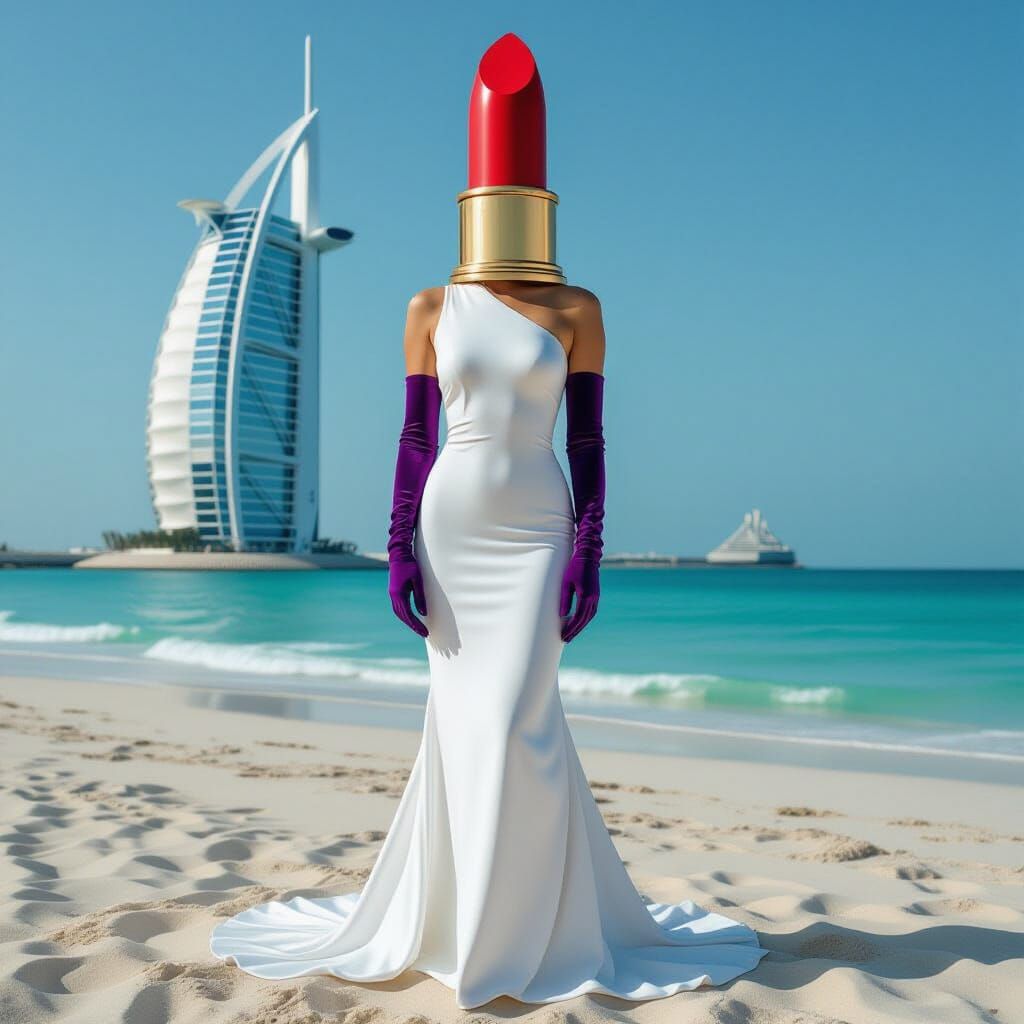 Surreal Lipstick Phantom on Dubai Beach