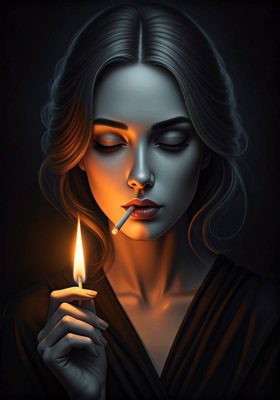 Elegant Line-Art Portrait of a Serene Woman in Soft, Golden ...