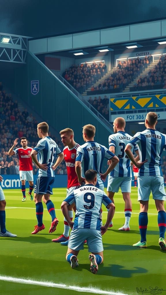 Football Stadium Drama in Impressionist Style