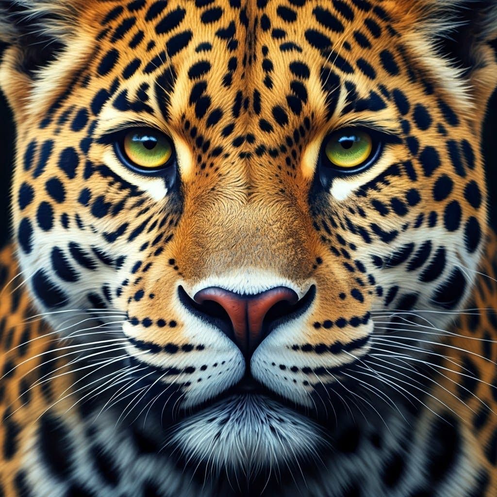 Jaguar Reflecting Serengeti Gazelle: Detailed Oil Painting