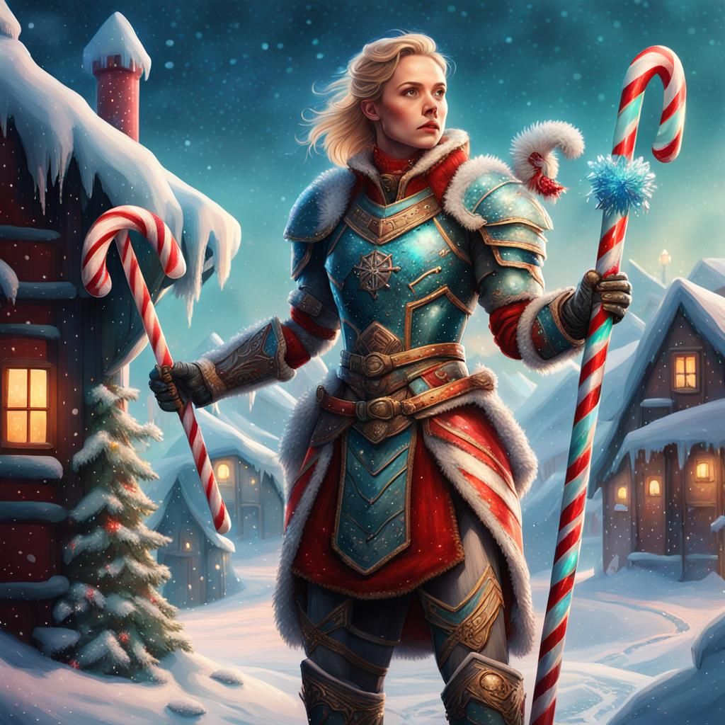 Festive Winter Warrior Guarding North Pole in Rutkowski Styl...