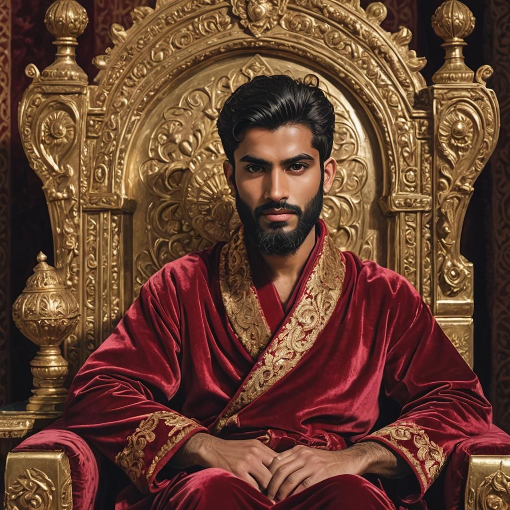 Regal Prince with Velvet Robe and Golden Throne