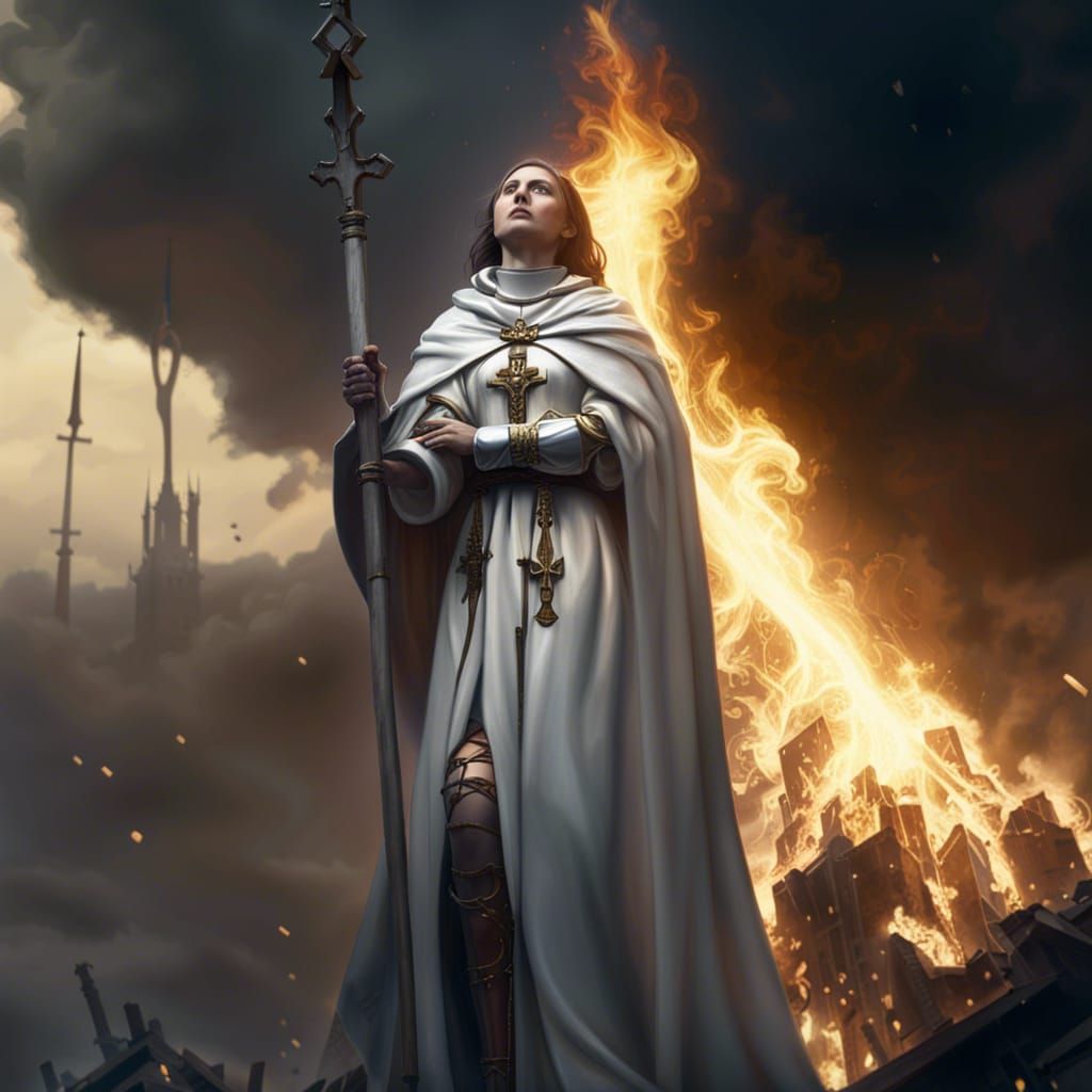 Joan of Arc Burned at Stake: Dark Fantasy Art