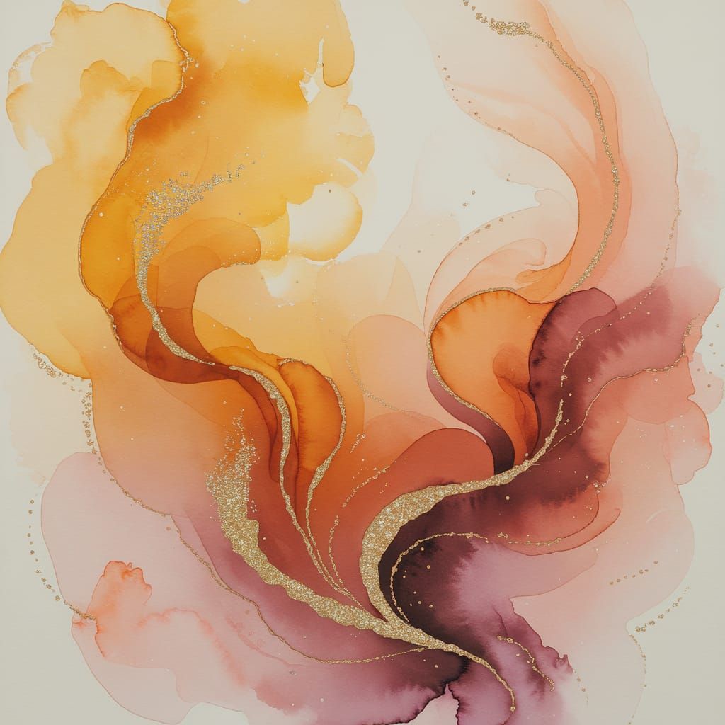 Abstract Whispers: Watercolor Painting in Soft Warm Tones