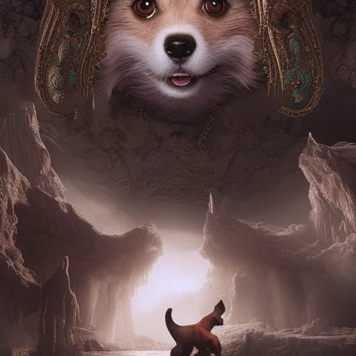 Detailed Digital Painting of a Dog Girl