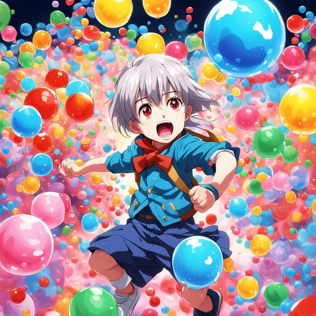 Children's Bubblegum Fight in Anime Style