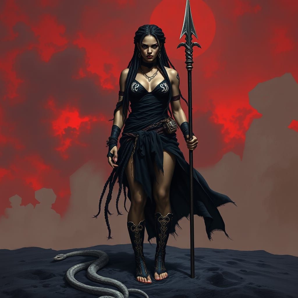 Gothic Serpent Warrior in Dark Fantasy Style
