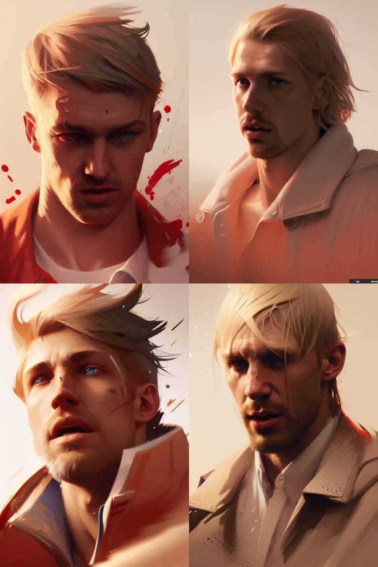 Hyperdetailed Portrait of Scarred Blonde Man