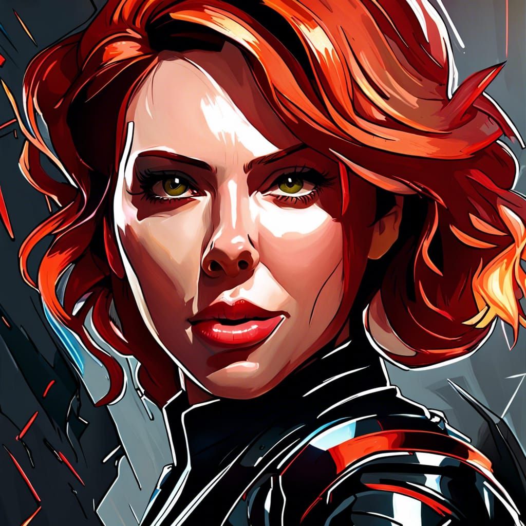 Black Widow Laughing: Hyperdetailed Portrait in Artgerm Styl...