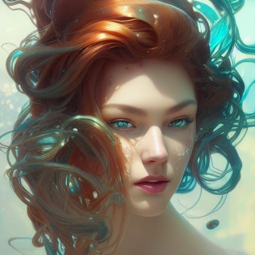 Ariel Fish Portrait in Hyperdetailed Digital Art Style