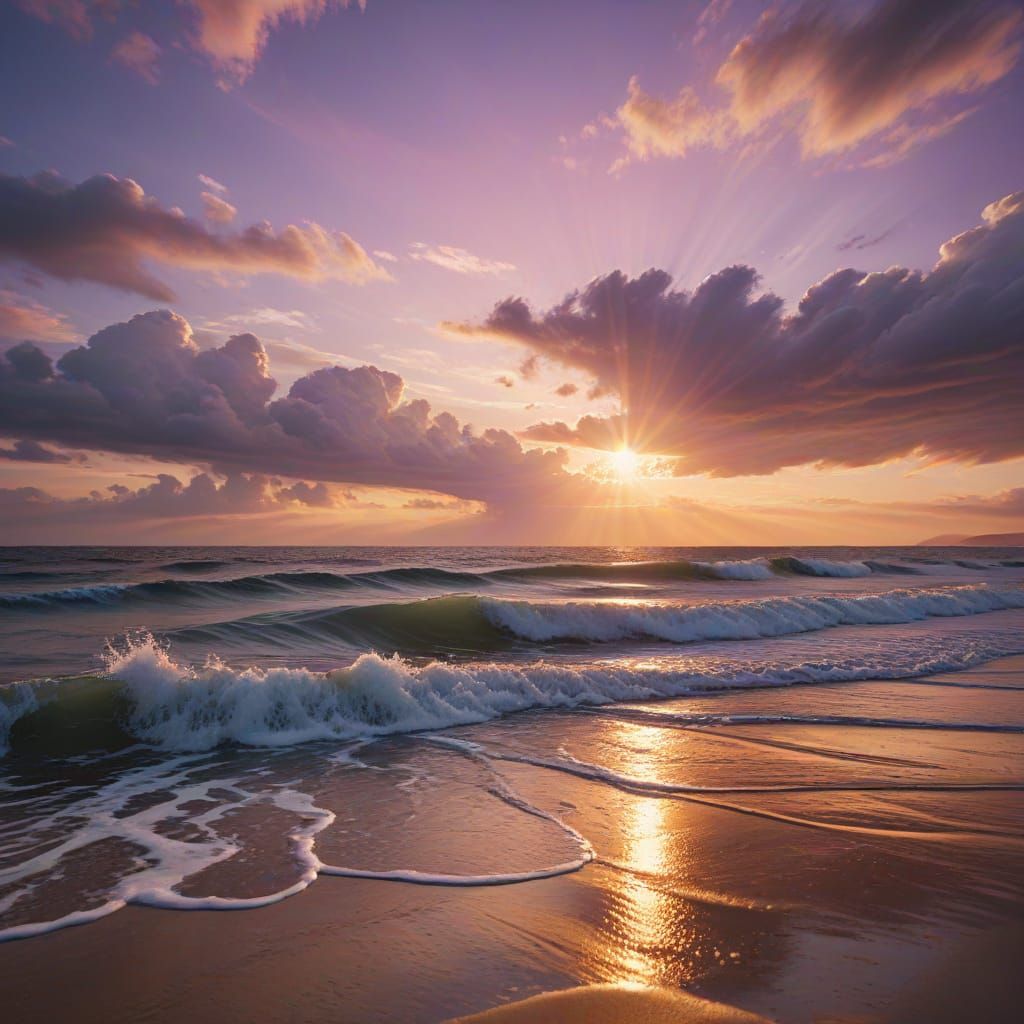 Ethereal Ocean Dawn in Cinematic Film Style