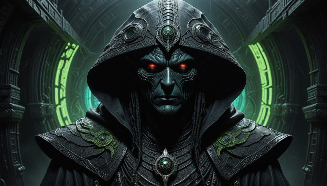 Mystical Reptilian Shaman in Neon Hues