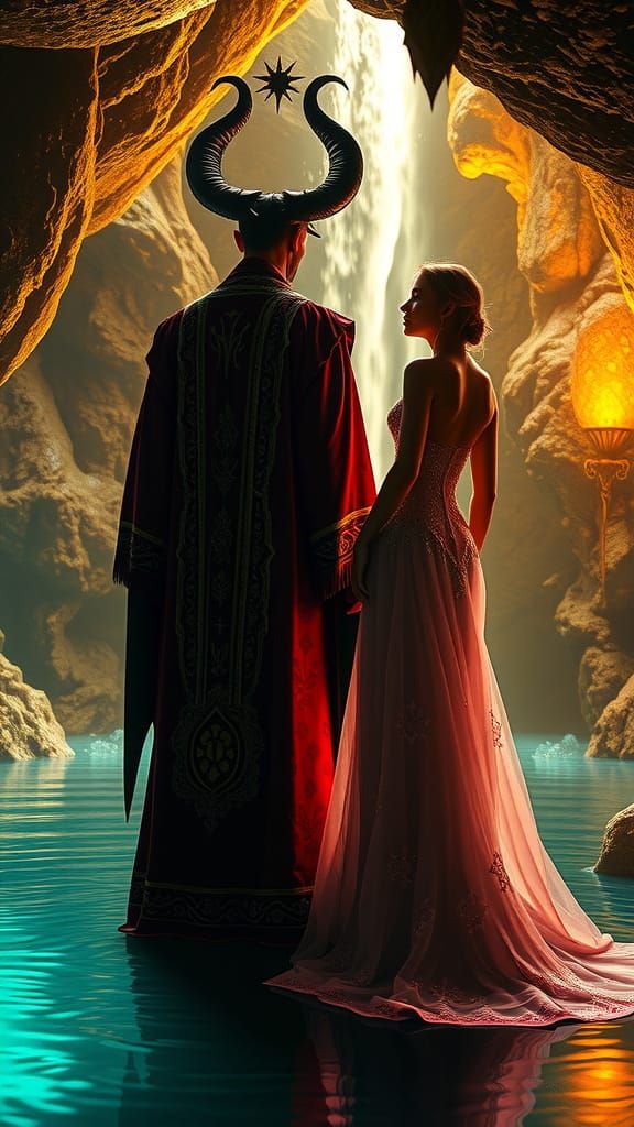 Surreal Encounter in a Glowing Ancient Cave