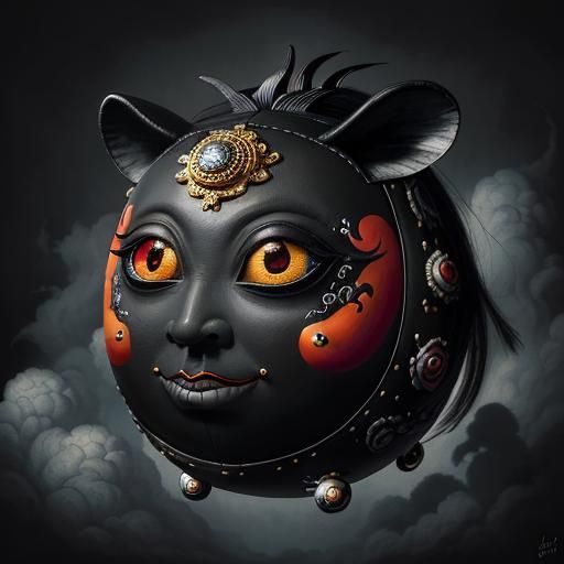 Elegant Eyeball Gazing at Cloud, Surreal Vintage Style