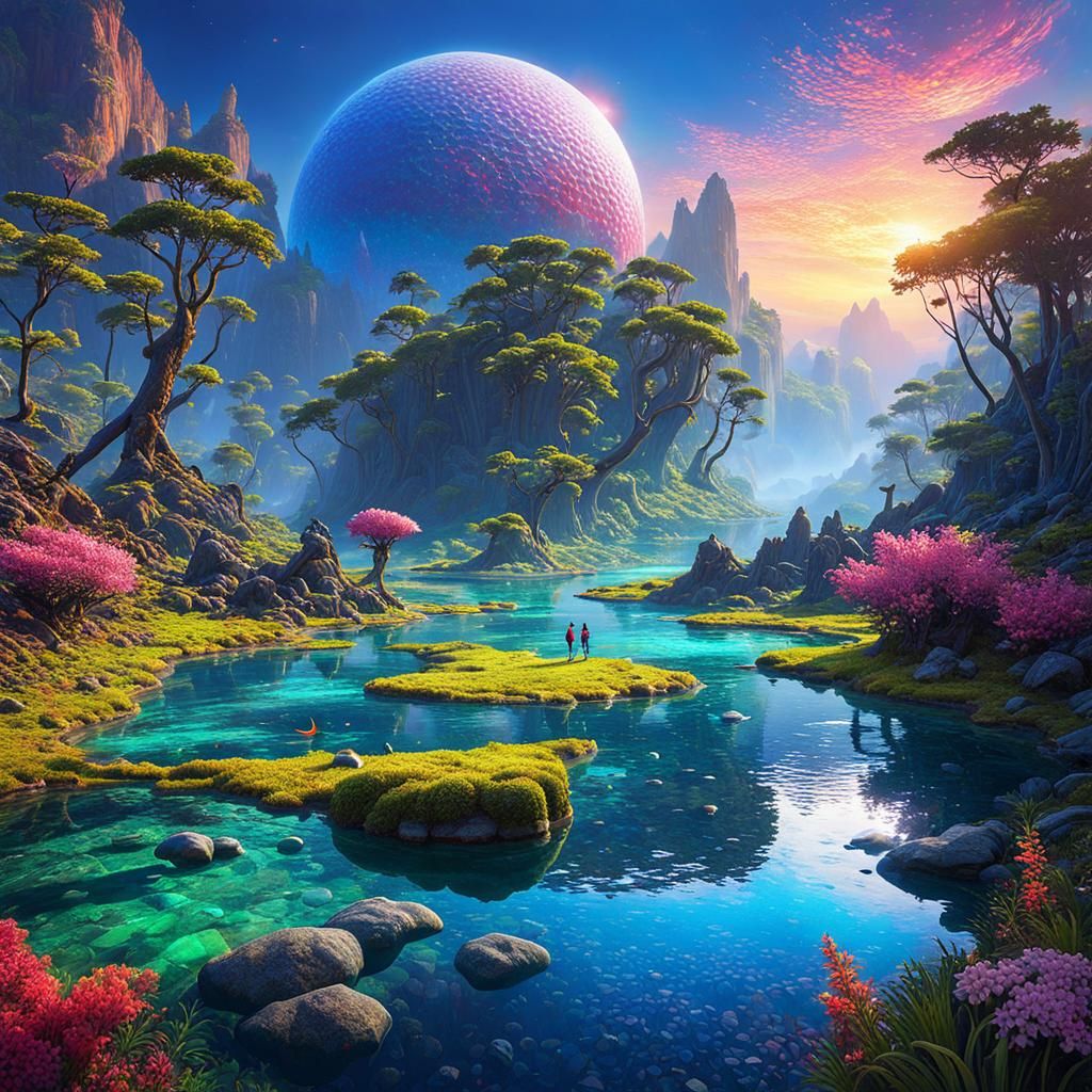Enchanted River on a Magical Exoplanet