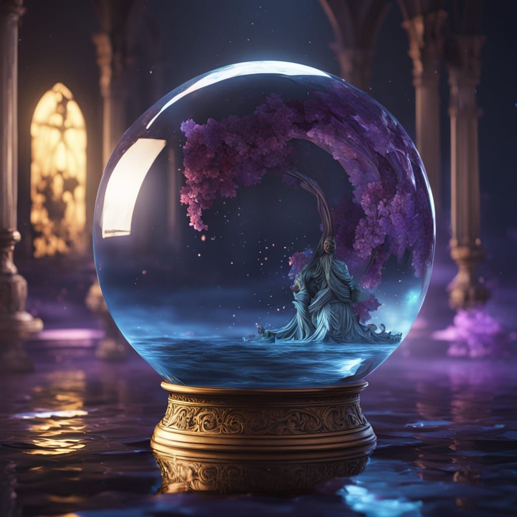 Elegant Crystal Ball in Dark Fantasy Art Style