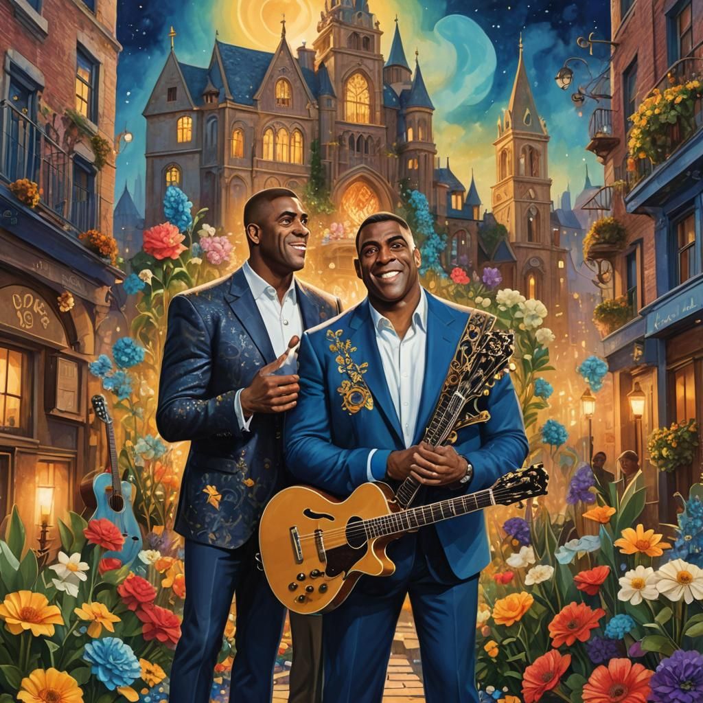 Magic Johnson and Morrissey in Magic Realism Art