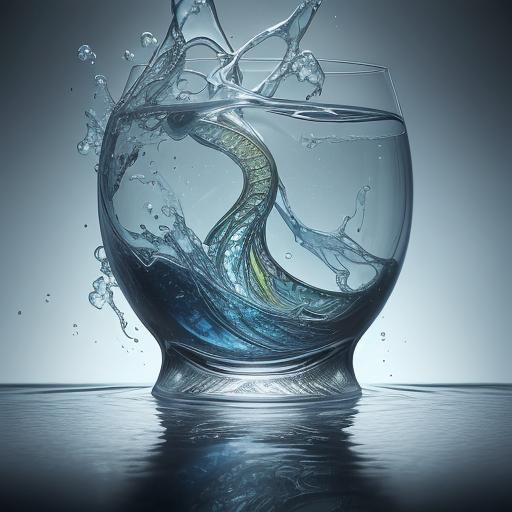 Fibonacci Sequence in Water: Hyperrealistic Splash Art