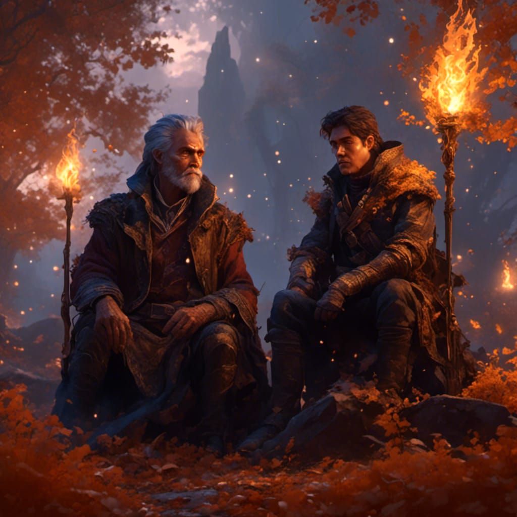Master and Apprentice by Firelight, Hyperreal Portrait