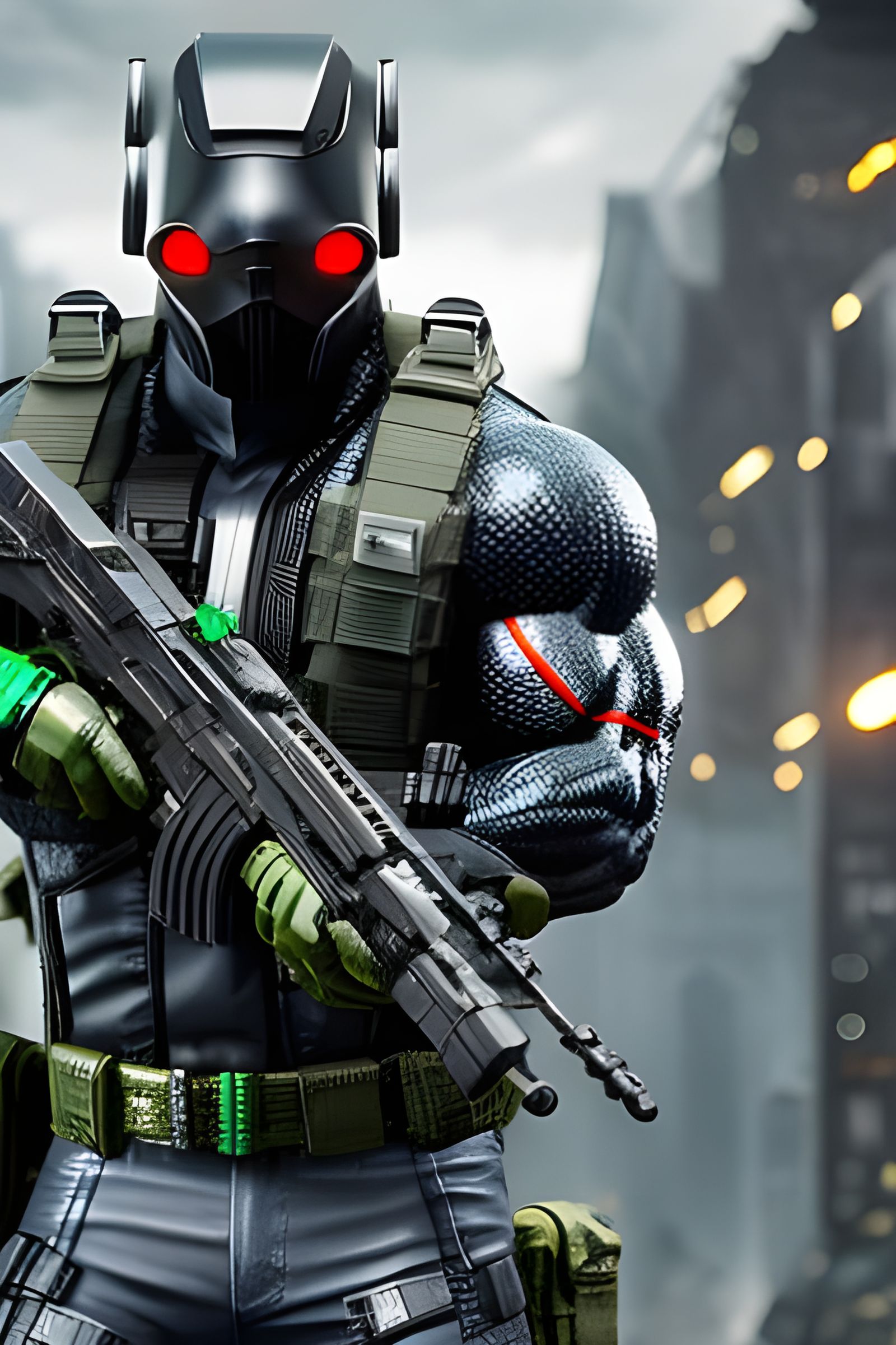 Dystopian Cybernetic Soldier in Biopunk Style