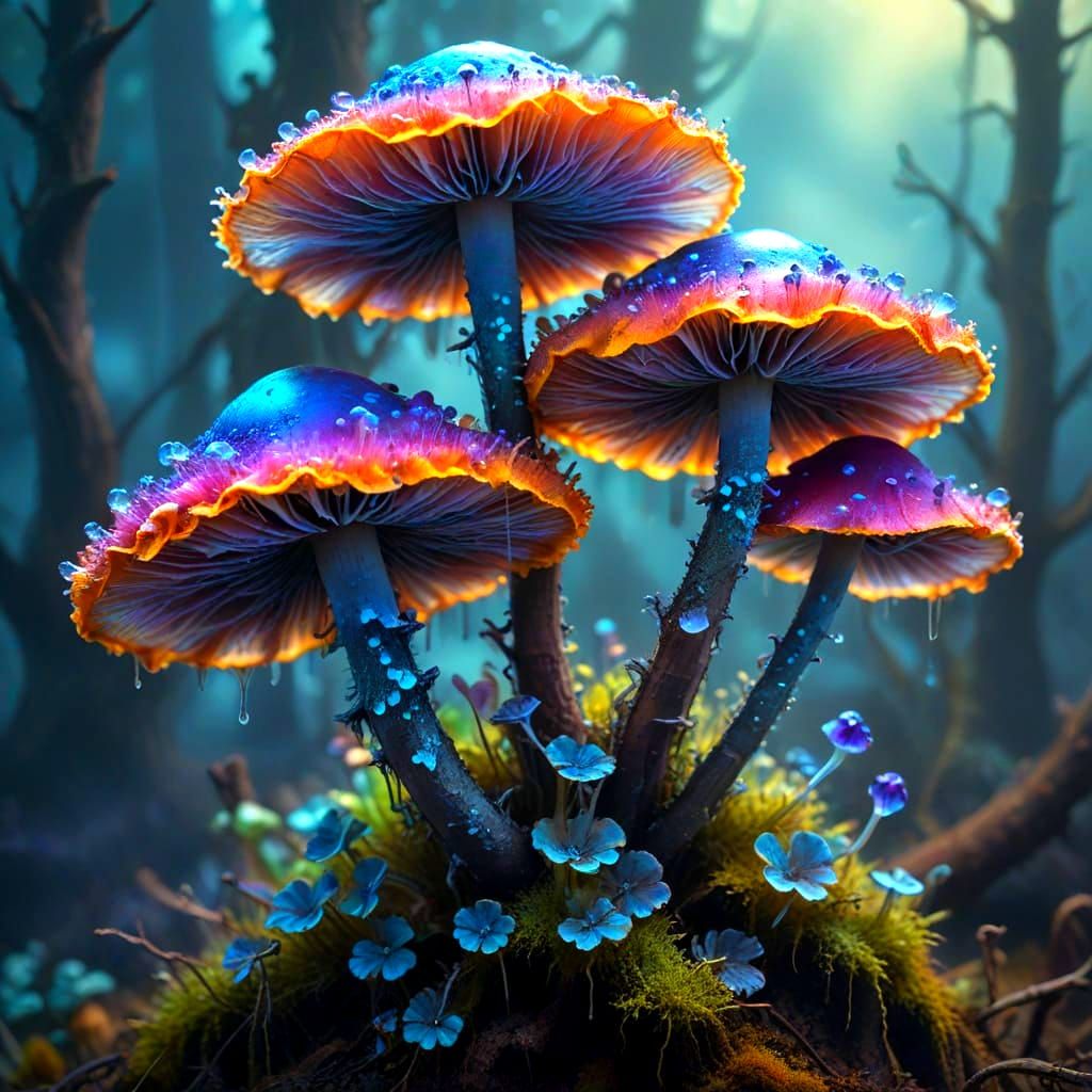 glowing, sumptuous, pillowy fungi