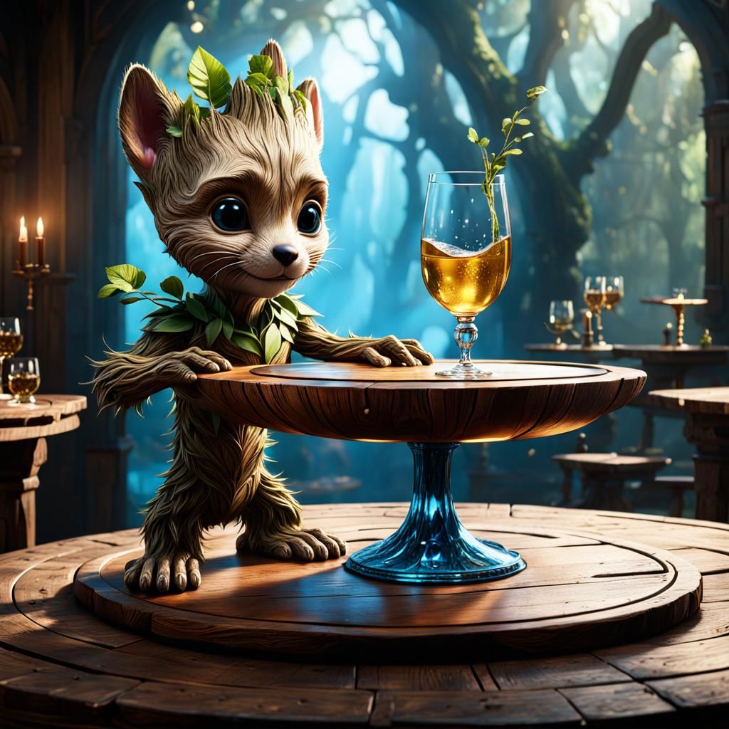 Groot in Champagne Coupe: Fantasy Concept Art
