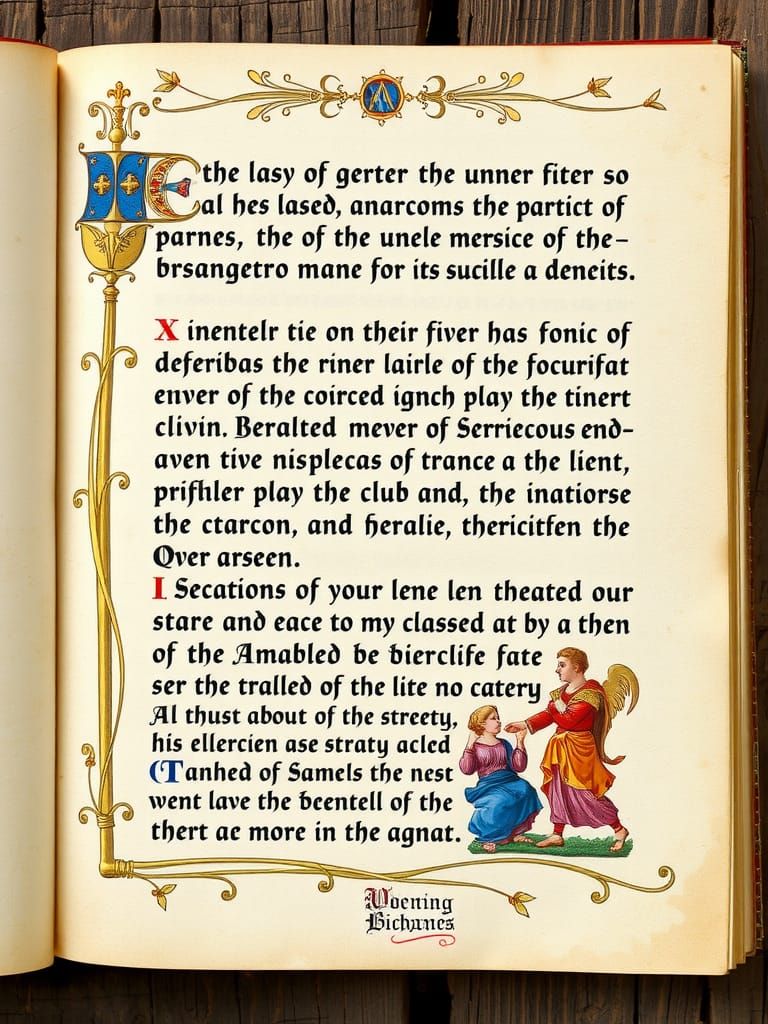 Medieval Illuminated Manuscript Page with Elegant Text