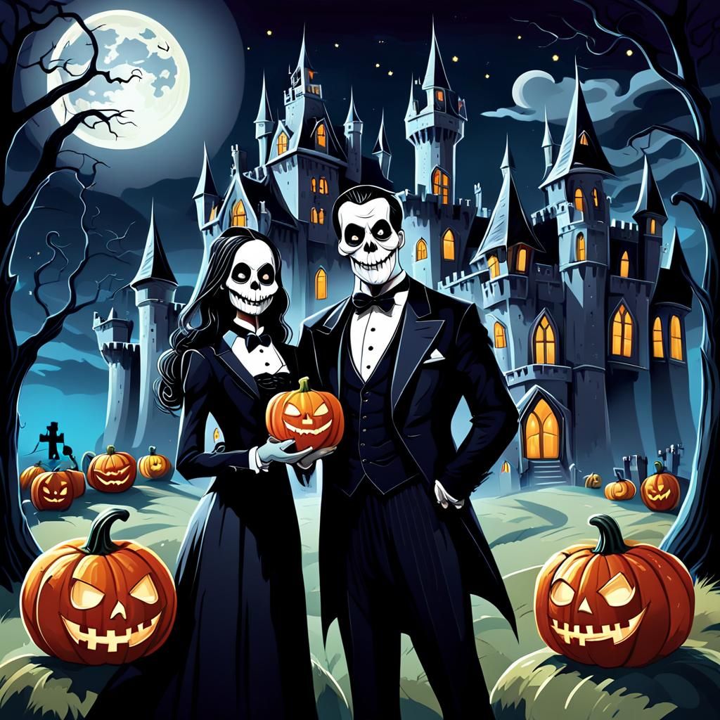The Addams Family: Gothic Cartoon Vector Art